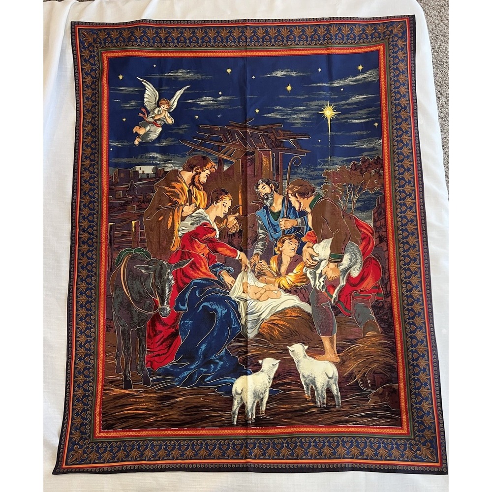 Cranston Nativity Fabric Cut & Sew Panel For Small‎ Quilt 33"x42"Hemmed